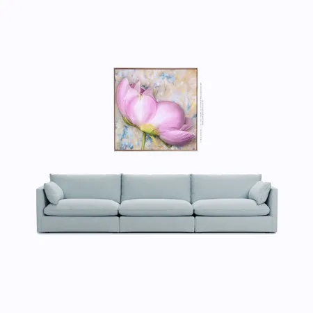 Pink and Light Orange Floral Art over Light Blue Sofa Interior Design Mood Board by Ronja Bahtiyar Art on Style Sourcebook