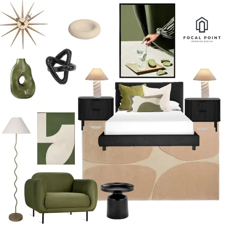 Modern Retro Mojito Bedroom (Palmview Residence) Interior Design Mood Board by Focal Point Interior on Style Sourcebook