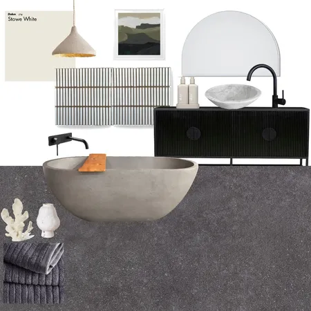 Dark Toned Bathroom Interior Design Mood Board by Groove Tiles & Stone on Style Sourcebook