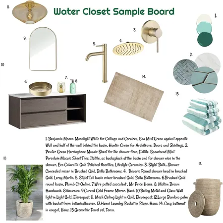 Green Monochromatic Sample Board for WC 25-03-25 Final Interior Design Mood Board by JudyK on Style Sourcebook