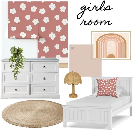 Girls room pink jumbo daisy walls Interior Design Mood Board by Nicky Rose Creative on Style Sourcebook