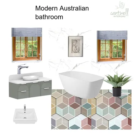 Modern Australian Bathroom -rainbow tiles Interior Design Mood Board by Cantwell Interiors on Style Sourcebook