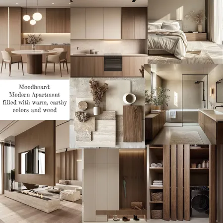 Modern Apartment filled with earthy colors and wood Interior Design Mood Board by _kkarastergiou on Style Sourcebook