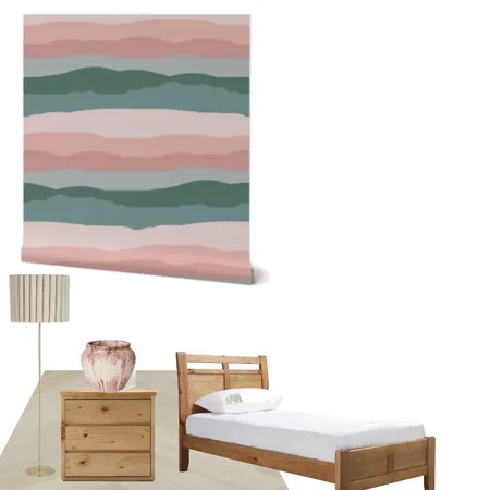 Boho Mountain Landscape Wallpaper Girls Pink and Green Interior Design Mood Board by tskafidas@me.com on Style Sourcebook