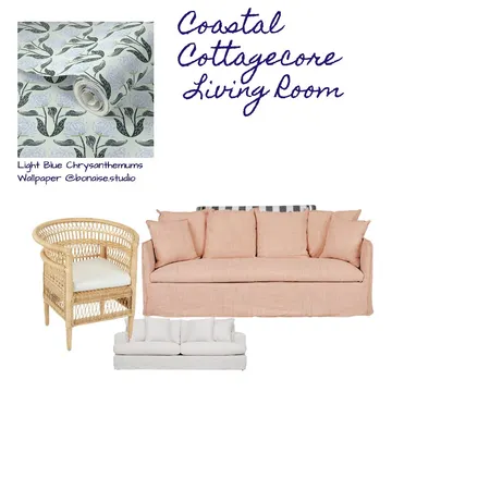 Coastal Grandmillennial Living Room Interior Design Mood Board by Bonaise Surface Designer (Textiles, Wallpaper + More) on Style Sourcebook