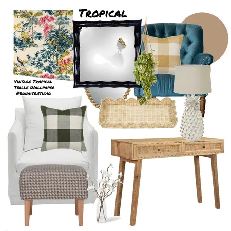 Tropical Grandmillennial Study Interior Design Mood Board by Bonaise Surface Designer (Textiles, Wallpaper + More) on Style Sourcebook