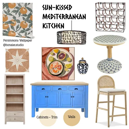 Mediterranean Sun Kissed Kitchen Interior Design Mood Board by Bonaise Surface Designer (Textiles, Wallpaper + More) on Style Sourcebook