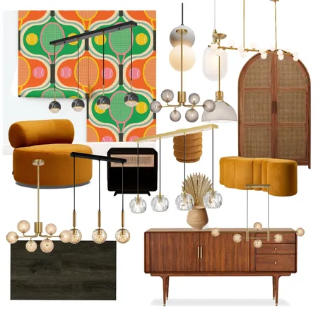 Tennis Racket Ogee - Bold Orange Green 5 Interior Design Mood Board by Happy Wolf of Fortune on Style Sourcebook
