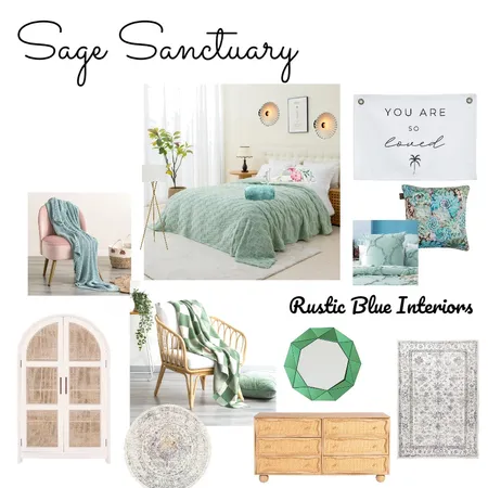 Sage Sanctuary Bedroom Interior Design Mood Board by Rustic Blue Interiors on Style Sourcebook