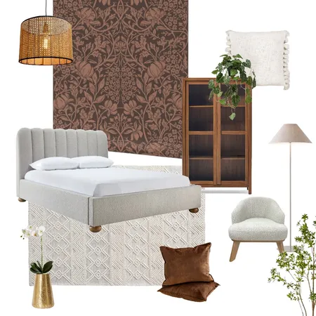 Mocha Ground Cover Floral Wallpaper Interior Design Mood Board by Beeky Illustration & Design on Style Sourcebook