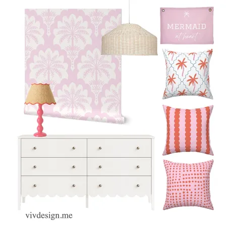 tropical scallops pink girls room Interior Design Mood Board by Vivdesign on Style Sourcebook