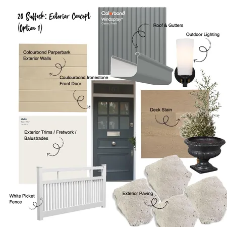 20 Suffock Exterior Colour Concept 1 Interior Design Mood Board by Spruce Property Co on Style Sourcebook