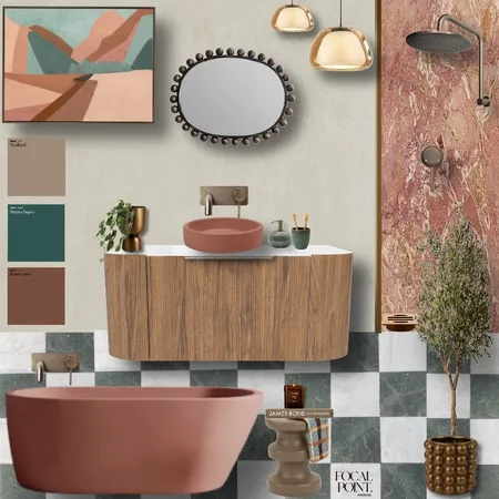 Jade Check and Terracotta Marble Bathroom Interior Design Mood Board by Focal Point Interior Design on Style Sourcebook