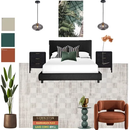 Geometric Green Terracotta and hazelnut Master - Palmview Residence Interior Design Mood Board by Focal Point Interior on Style Sourcebook