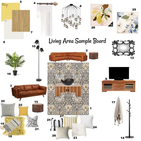 Living Area Sample Board Interior Design Mood Board by Nobs on Style Sourcebook