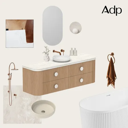 Thea Vanity in Boston Oak | New Royale Benchtop Interior Design Mood Board by ADP on Style Sourcebook
