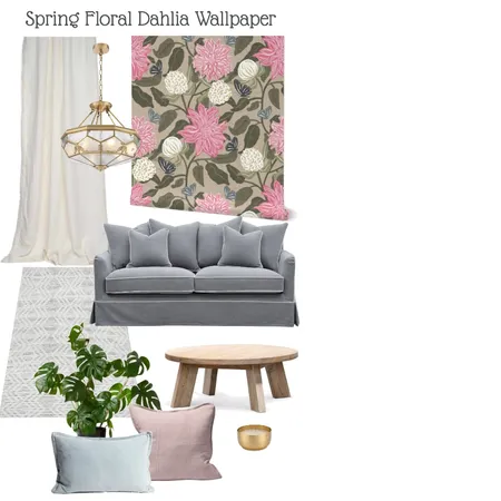 Spring Floral Vintage Dahlia Wallpaper Interior Design Mood Board by JenBeckDesign on Style Sourcebook