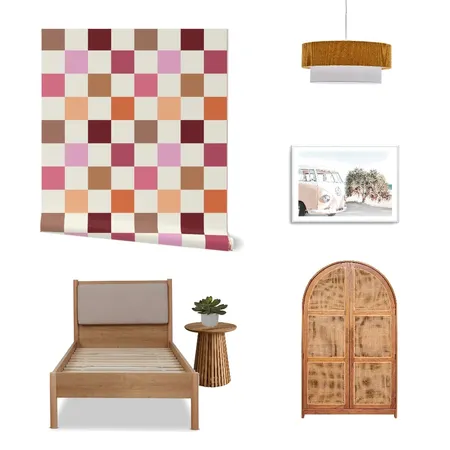 Bold Colorful Checkerboard Wallpaper for Teen Girl’s Room Interior Design Mood Board by ashclarkart on Style Sourcebook