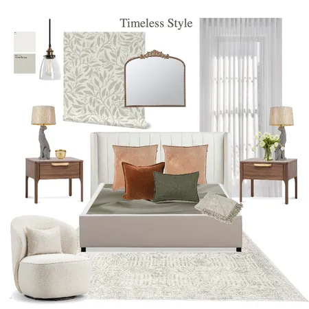 Timeless Bedroom with Botanical Wallpaper Interior Design Mood Board by jskirrow on Style Sourcebook
