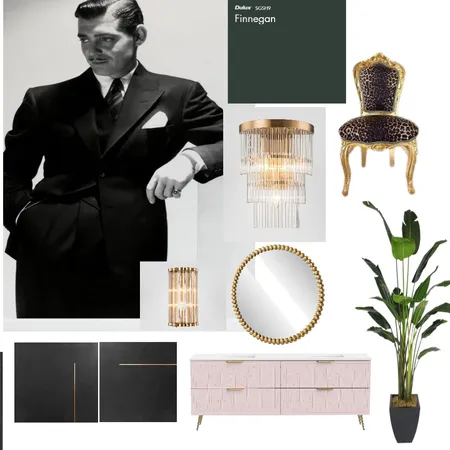 IDI Module Three - Hollywood Glam/Regency Powder Room Interior Design Mood Board by dilaucius@comcast.net on Style Sourcebook