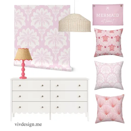 tropical scallops pink girls room Interior Design Mood Board by Vivdesign on Style Sourcebook