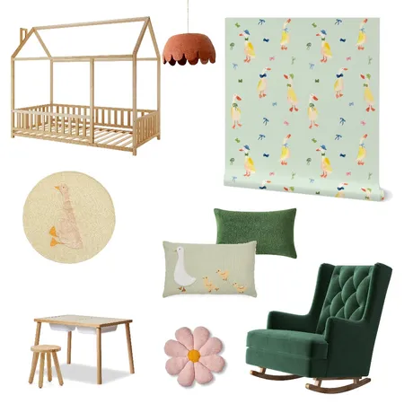 New silly goose nursery wallpaper Interior Design Mood Board by Monica Kane Design on Style Sourcebook
