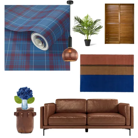 Blue Heritage Tartan Wallpaper Interior Design Mood Board by traceyleighmachher on Style Sourcebook