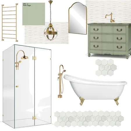 Sage Green Vintage Modern Bathroom Interior Design Mood Board by Danielliott@live.com.au on Style Sourcebook