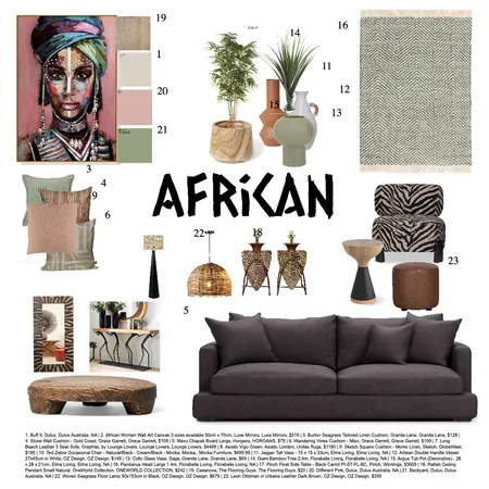 African style mood board Interior Design Mood Board by Michelle H on Style Sourcebook
