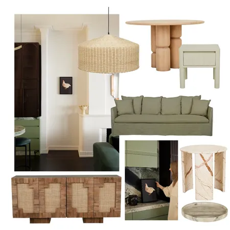 Rose + green accents living Interior Design Mood Board by Austin Bloom