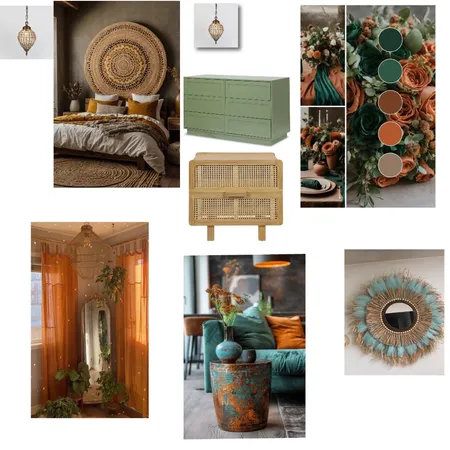 mood board habitacion boho chic Interior Design Mood Board by rosanaraclei1962@gmail.com.