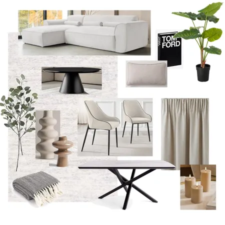 Damac Tower 2 bed living room minimalist beige Interior Design Mood Board by Lovenana on Style Sourcebook