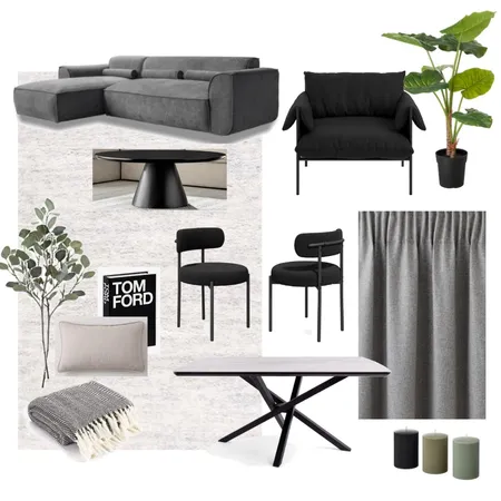 Damac Tower 2 bed living room minimalist Interior Design Mood Board by Lovenana