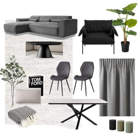Damac Tower 2 bed living room minimalist Grey Interior Design Mood Board by Lovenana on Style Sourcebook
