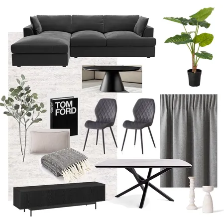 Postmark 2 bed living room Dark Grey Interior Design Mood Board by Lovenana
