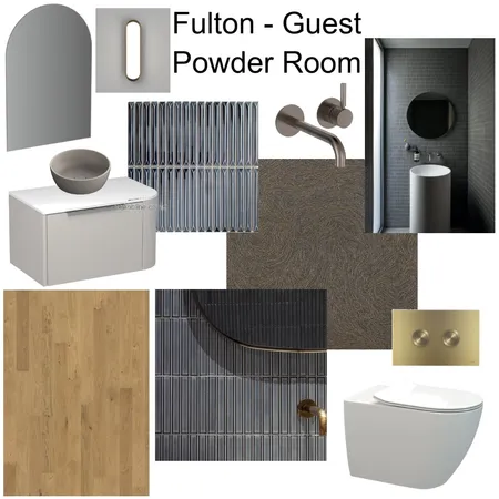Fulton Apartment - Guest Powder Room Interior Design Mood Board by JJID Interiors