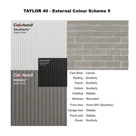 Taylor 40 External Scheme 5 Interior Design Mood Board by andrew@renhomes.net.au