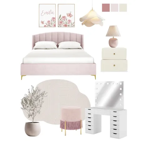 Dreamy Pink Bedroom with Curved Silhouettes Interior Design Mood Board by Luxo Living on Style Sourcebook