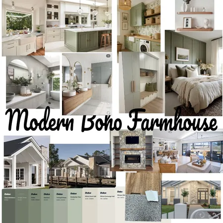 Boho Modern Farmhouse moodboard Interior Design Mood Board by kathok