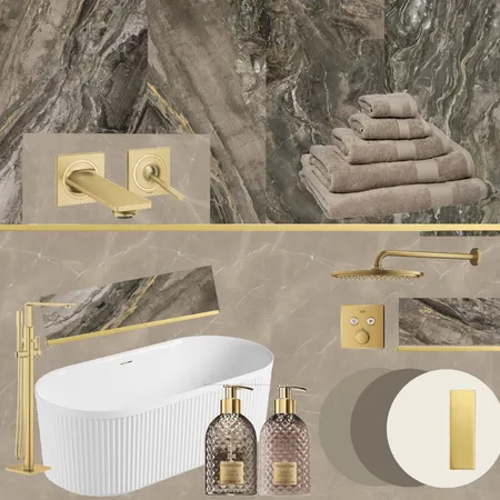 Greige gold ensuite Interior Design Mood Board by SweetTooth1922