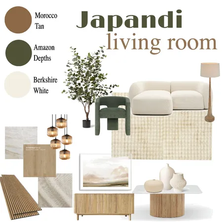 Japandi Living Room Interior Design Mood Board by Asia.Designer