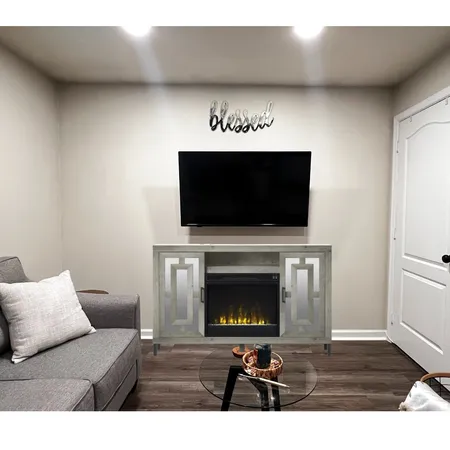 Living room w/ LED fireplace entertainment center Interior Design Mood Board by Chellz23