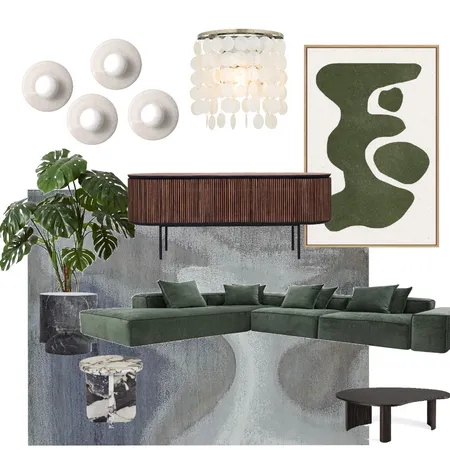 Green Living Room Interior Design Mood Board by Design by Uliana