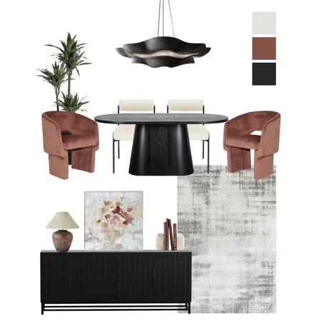 Contemporary Dining Space with Mocha Mousse and Charcoal Contrast Interior Design Mood Board by Luxo Living on Style Sourcebook