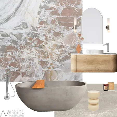 Pink Marble Curvilinear Bathroom Interior Design Mood Board by ANNEKE NOMURA INTERIORS on Style Sourcebook