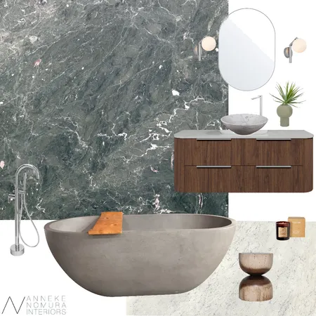 Green Marble Contemporary Bathroom Interior Design Mood Board by ANNEKE NOMURA INTERIORS