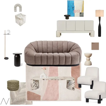 Contemporary Bold Neutral Living Room Interior Design Mood Board by ANNEKE NOMURA INTERIORS