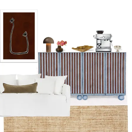 Burnt cocoa stripe & Blue chalk & Tuscan Palm Interior Design Mood Board by K A N L A    P E R L A
