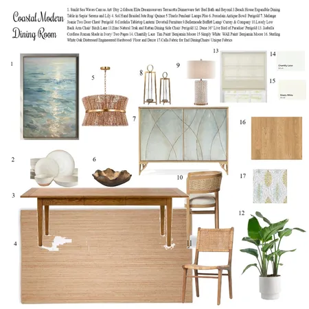 Coastal Modern Dining Room Interior Design Mood Board by Velvet Grove Interiors on Style Sourcebook