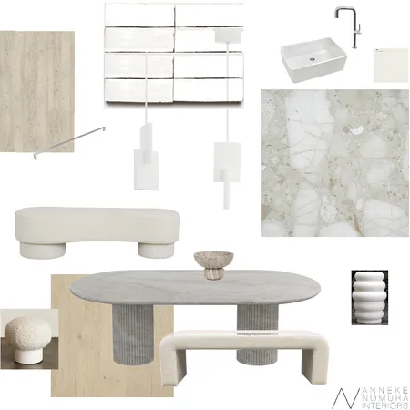 Pale Green Marble Dining / Kitchen Interior Design Mood Board by ANNEKE NOMURA INTERIORS